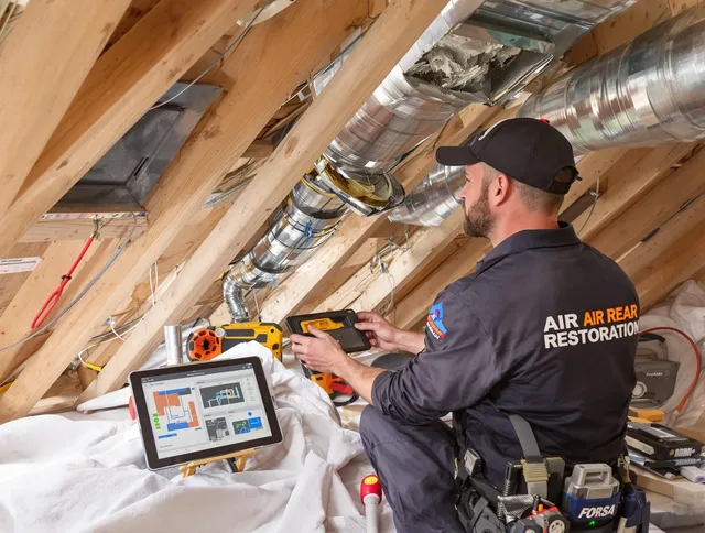 Whitman Air Duct Cleaning technician performing precise duct repair work in Whitman