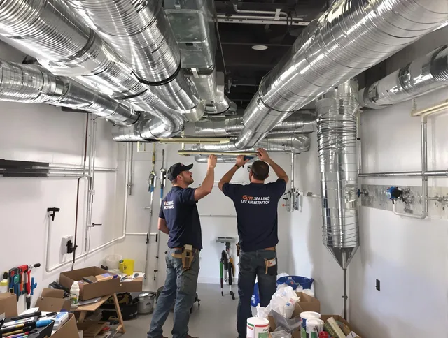 Whitman Air Duct Cleaning technician applying professional duct sealing solutions in Whitman
