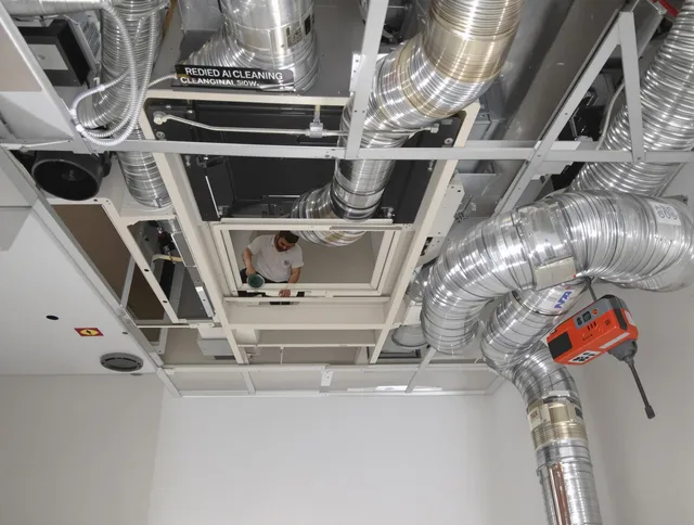 Whitman Air Duct Cleaning technician performing detailed central duct system cleaning in Whitman