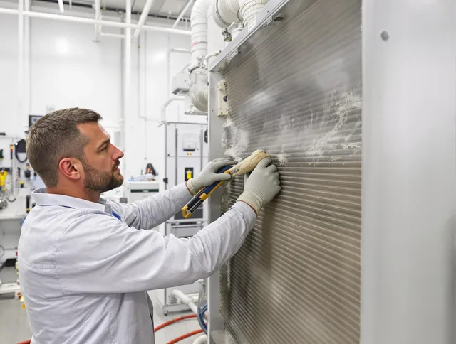 Whitman Air Duct Cleaning technician performing precision commercial coil cleaning at a Whitman business