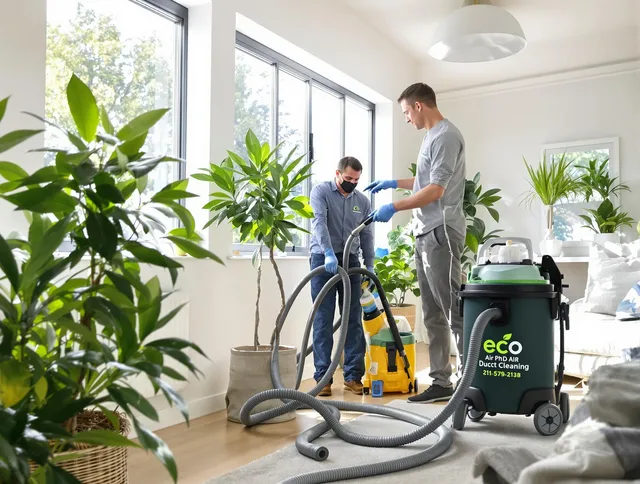 Whitman Air Duct Cleaning technician performing eco-friendly duct cleaning using sustainable methods in Whitman