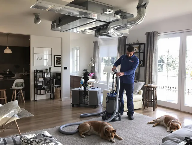 Whitman Air Duct Cleaning technician performing detailed indoor duct cleaning for improved air quality in Whitman
